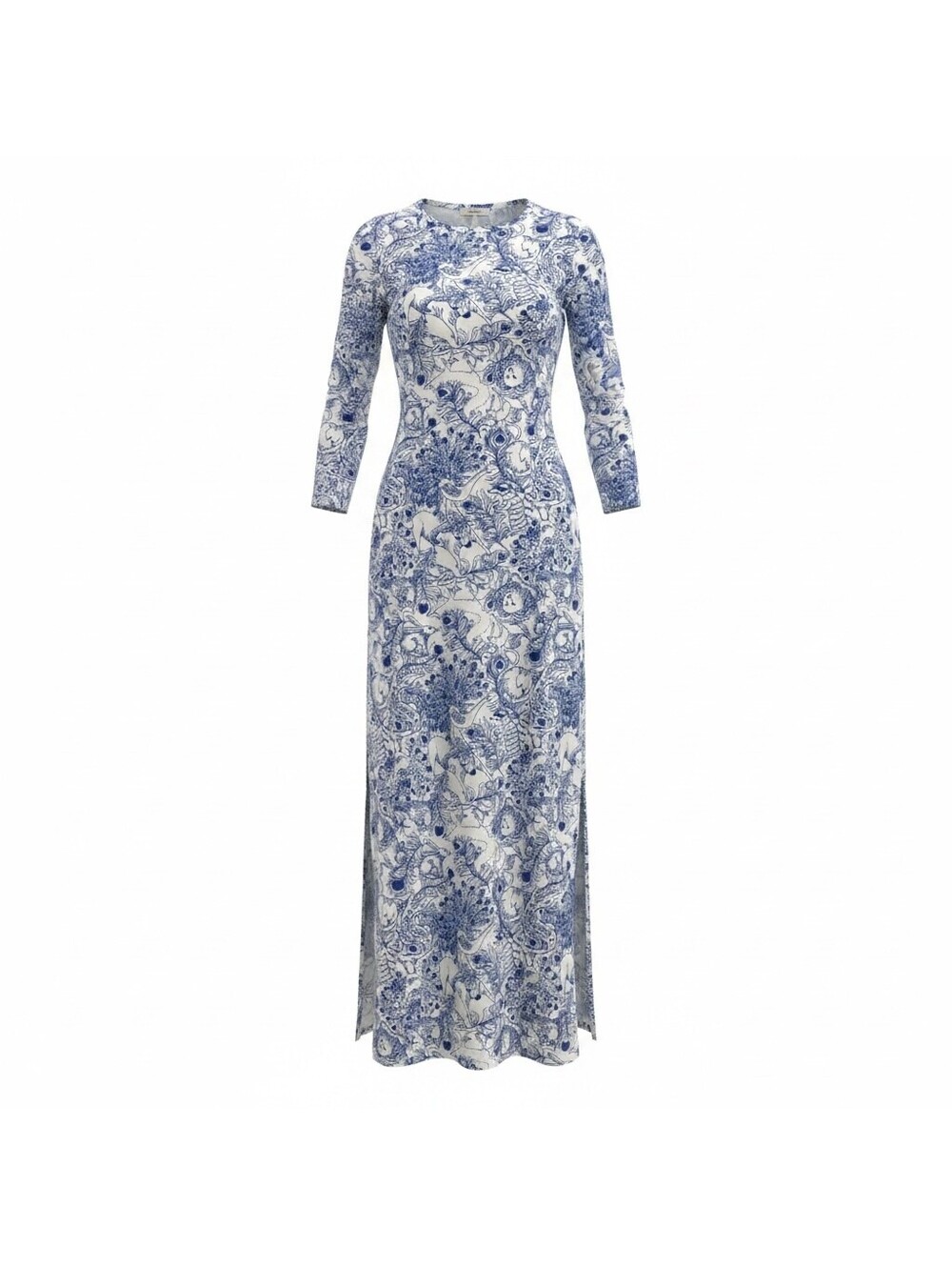 Lilly Pulitzer Blue and White Animal Print Maxi Dress XS